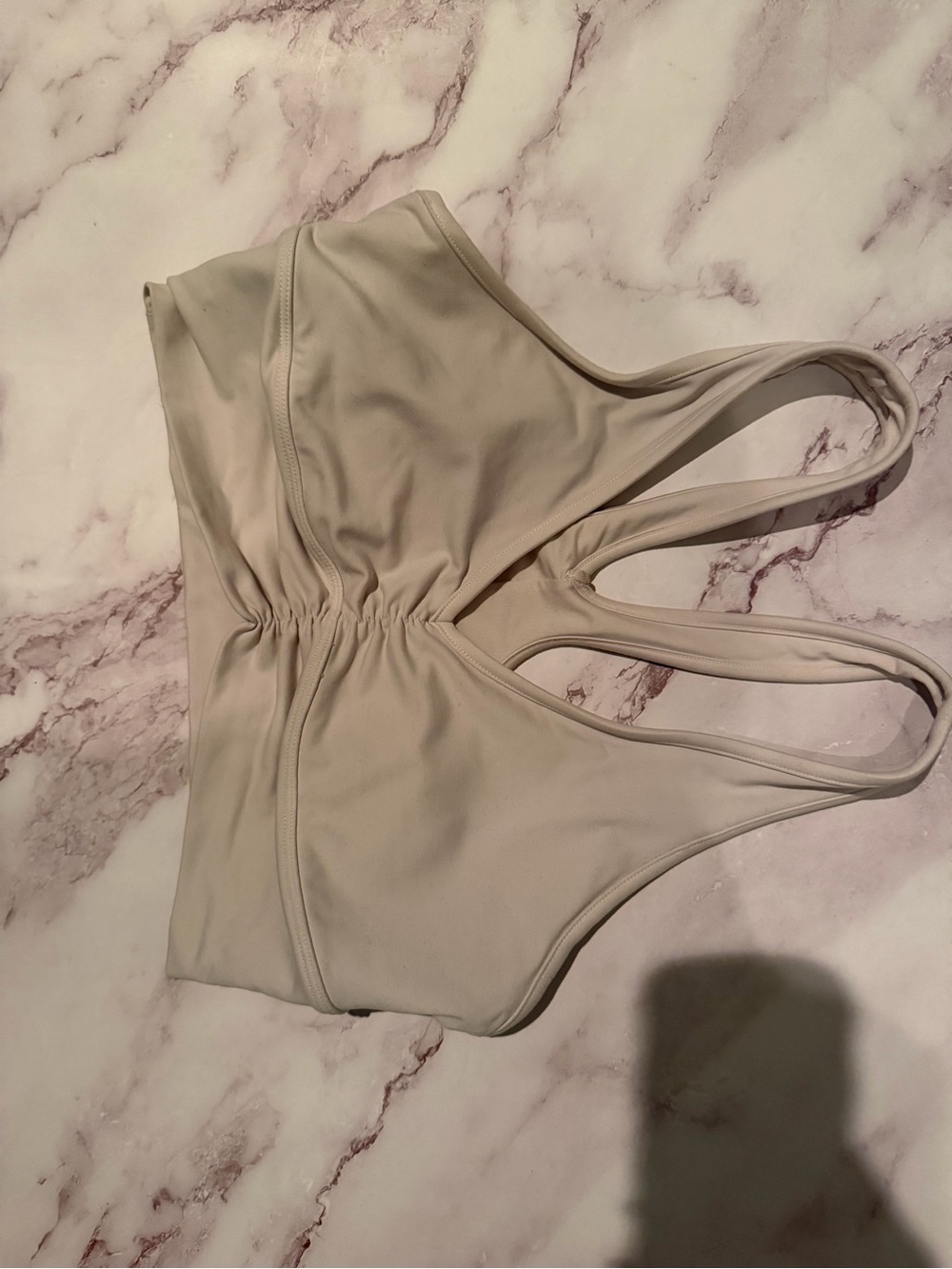 Alo Cinched Ivory Racerback Sports Bra - Picture 2 of 5